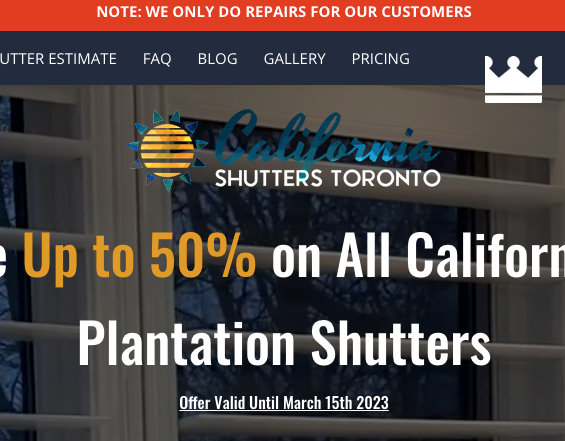 California Shutters Toronto - 1st Ranked Company